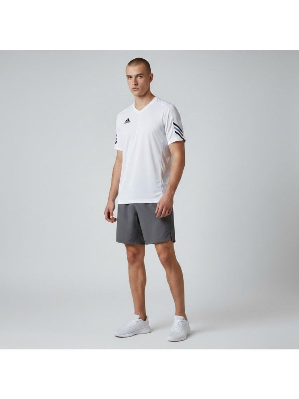 Adidas White ClimaCool Athletic V-Neck Shirt M Lightweight & Breathable Activewe